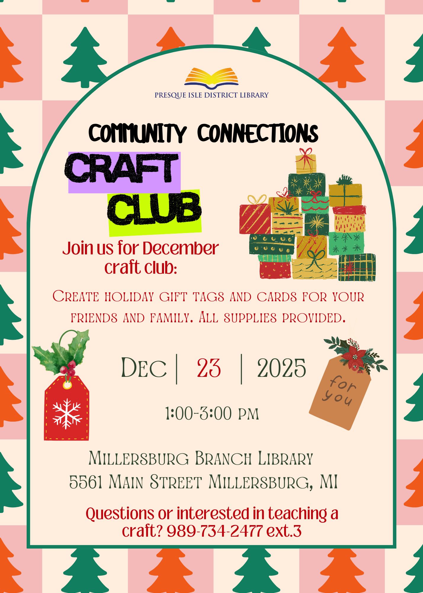 community conections craft holiday tag making december 23 at millersburg