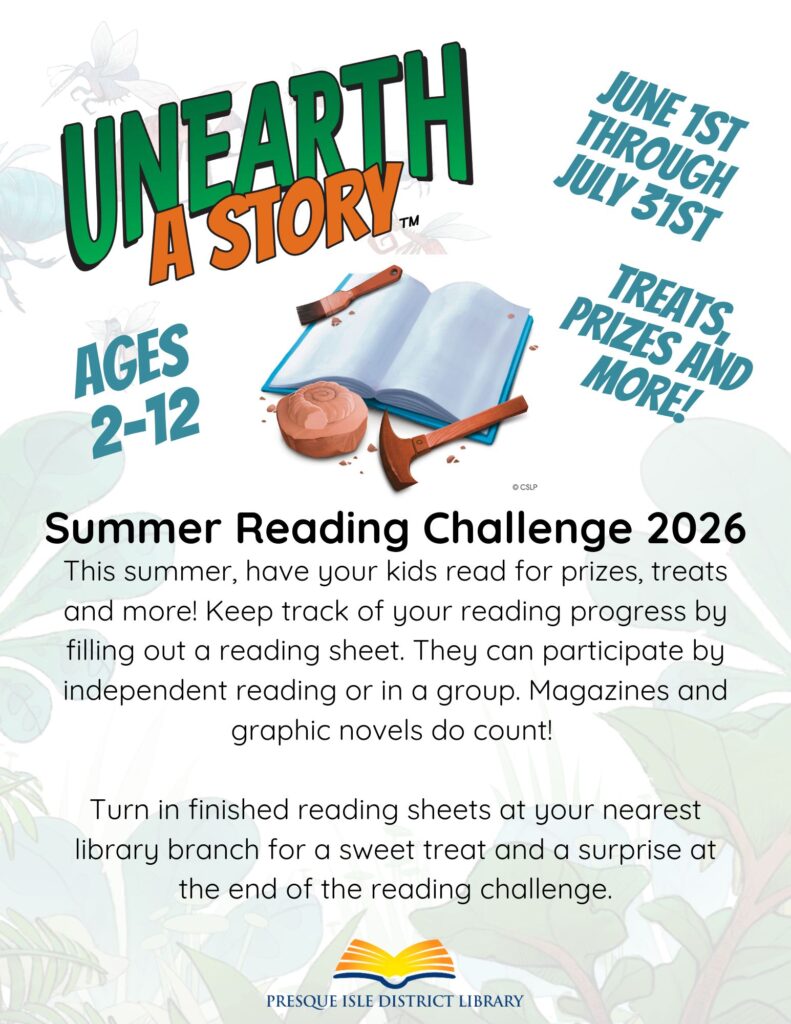 ages 2-12 can participate in the summer reading program and read to earn prizes over the summer
