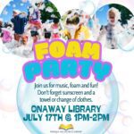 foam party at the onaway library on july 17