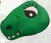 painted dino head rock example