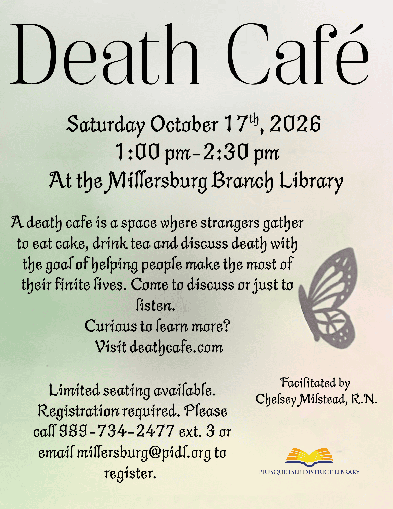 Death Cafe October 17, from 1-2:30pm at the Millersburg Library 